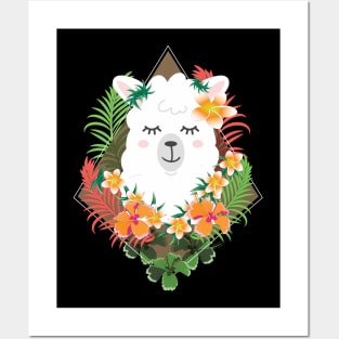 Llama hawaii vacation tropical christmas Posters and Art